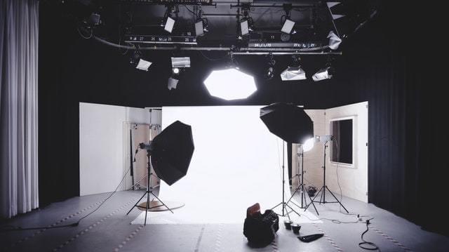 A studio setup for a photoshoot 