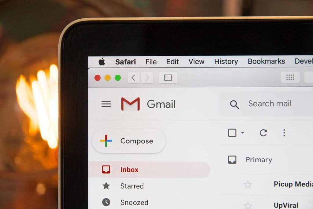 Gmail inbox on a Macbook